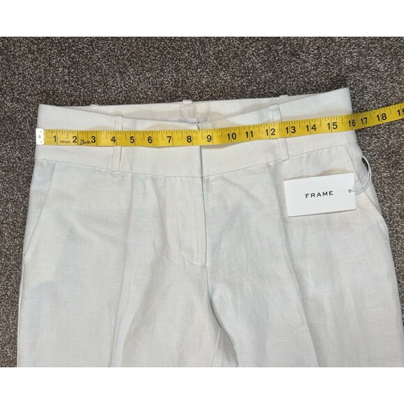 Frame Women’s Linen Cotton Pants Size 6 White Wide Leg High Rise Zipper NWT - Picture 5 of 15